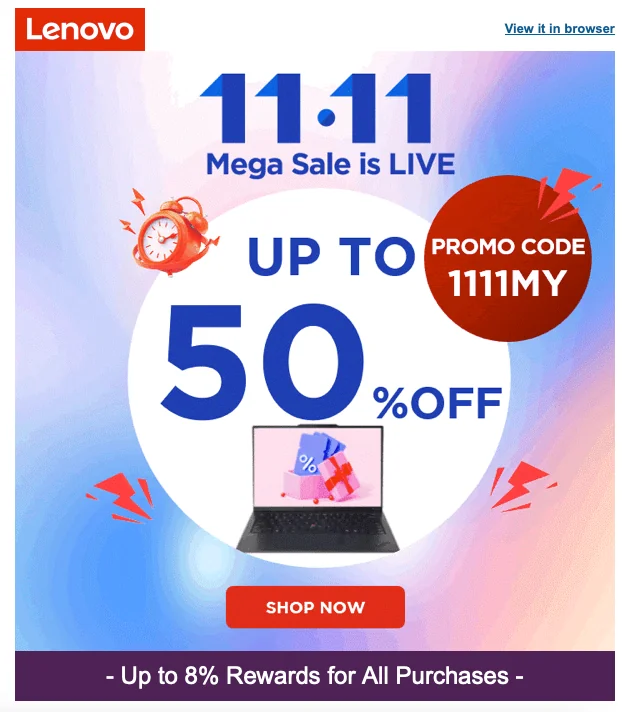 Proof of coupon - Lenovo - Lenovo [[11.11 sale]] up to 50% off - Expired